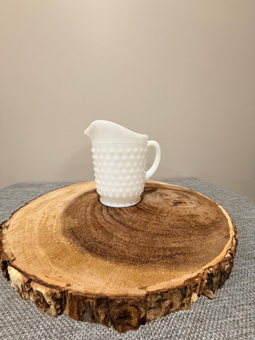 Vintage White Milk Glass Pitcher, Hobnail  Creamer Vase,Farmhouse Kitchen Decor